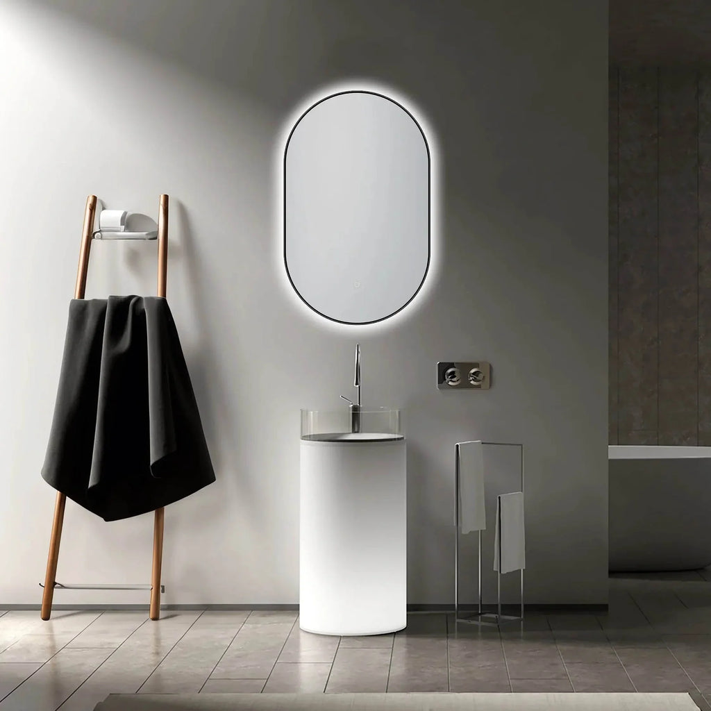 Lighted Bathroom Mirror with Dimmer & Defogger in Black