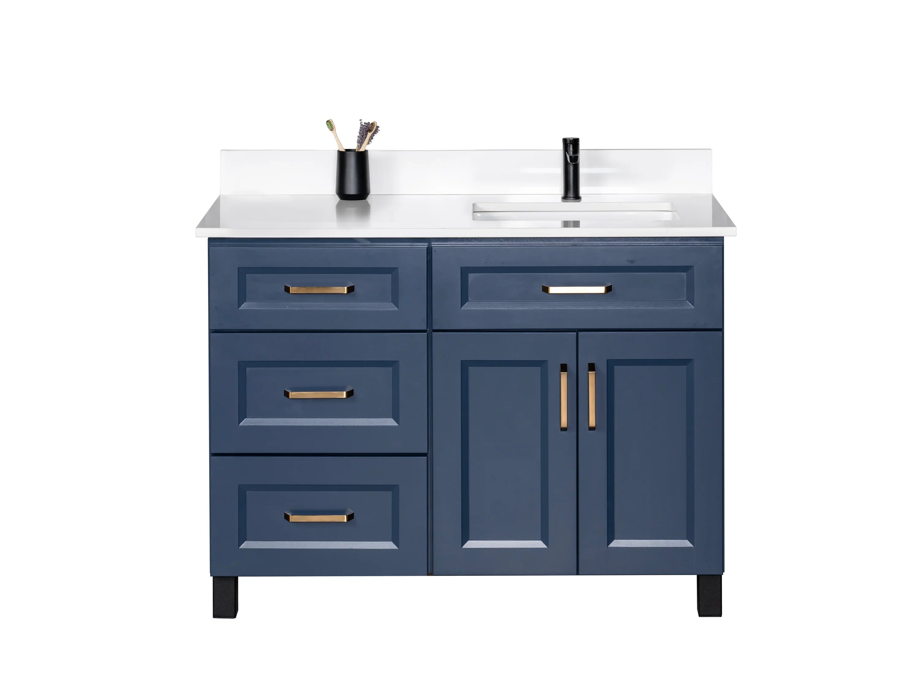 Offset Bathroom Vanity in Blue with Legs