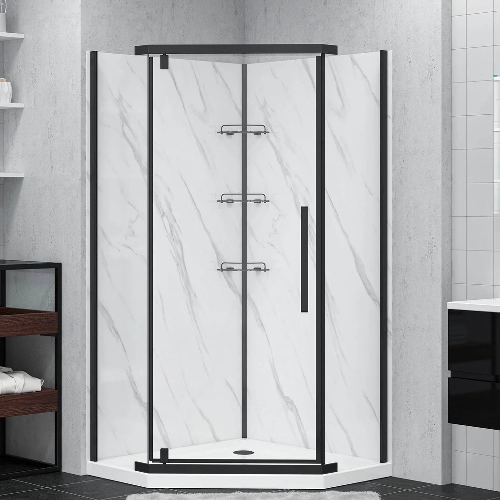 Capri Neo-Angle Shower Kit in Black