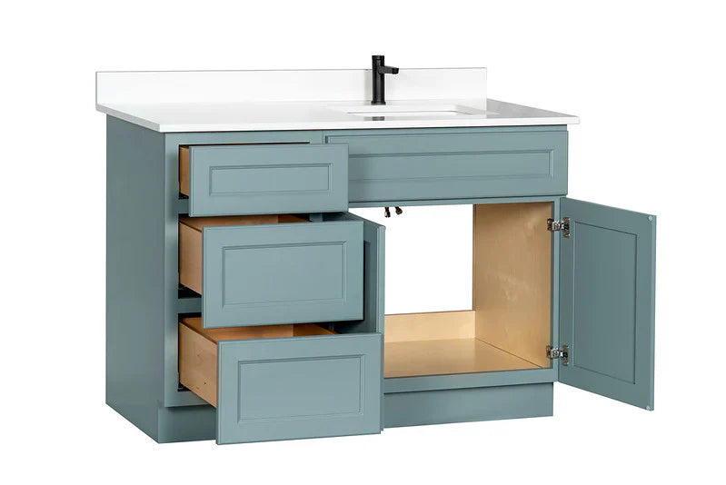 Offset Sink Bathroom Vanity in Sage