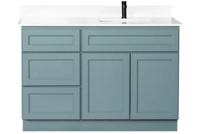 Offset Sink Bathroom Vanity in Sage
