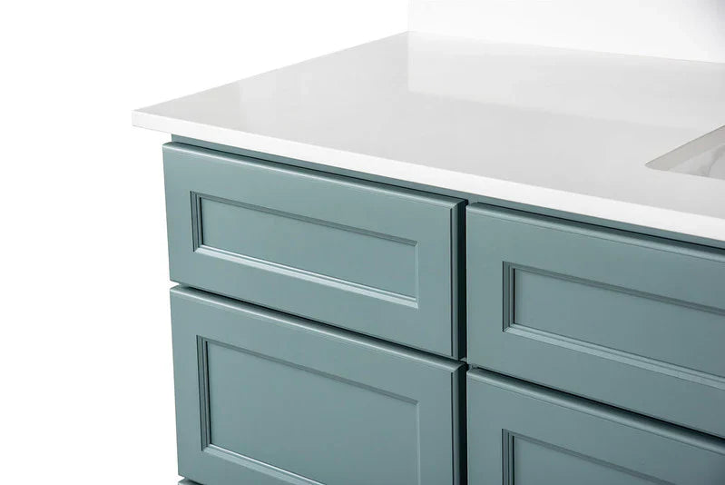 Offset Sink Bathroom Vanity in Sage
