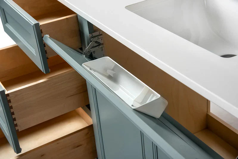 Offset Sink Bathroom Vanity in Sage
