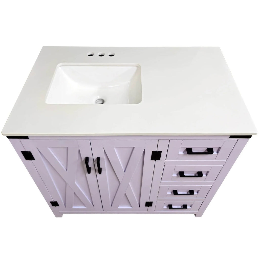 White Lilac Vanity with Cultured Marble Vanity Top and Mirror
