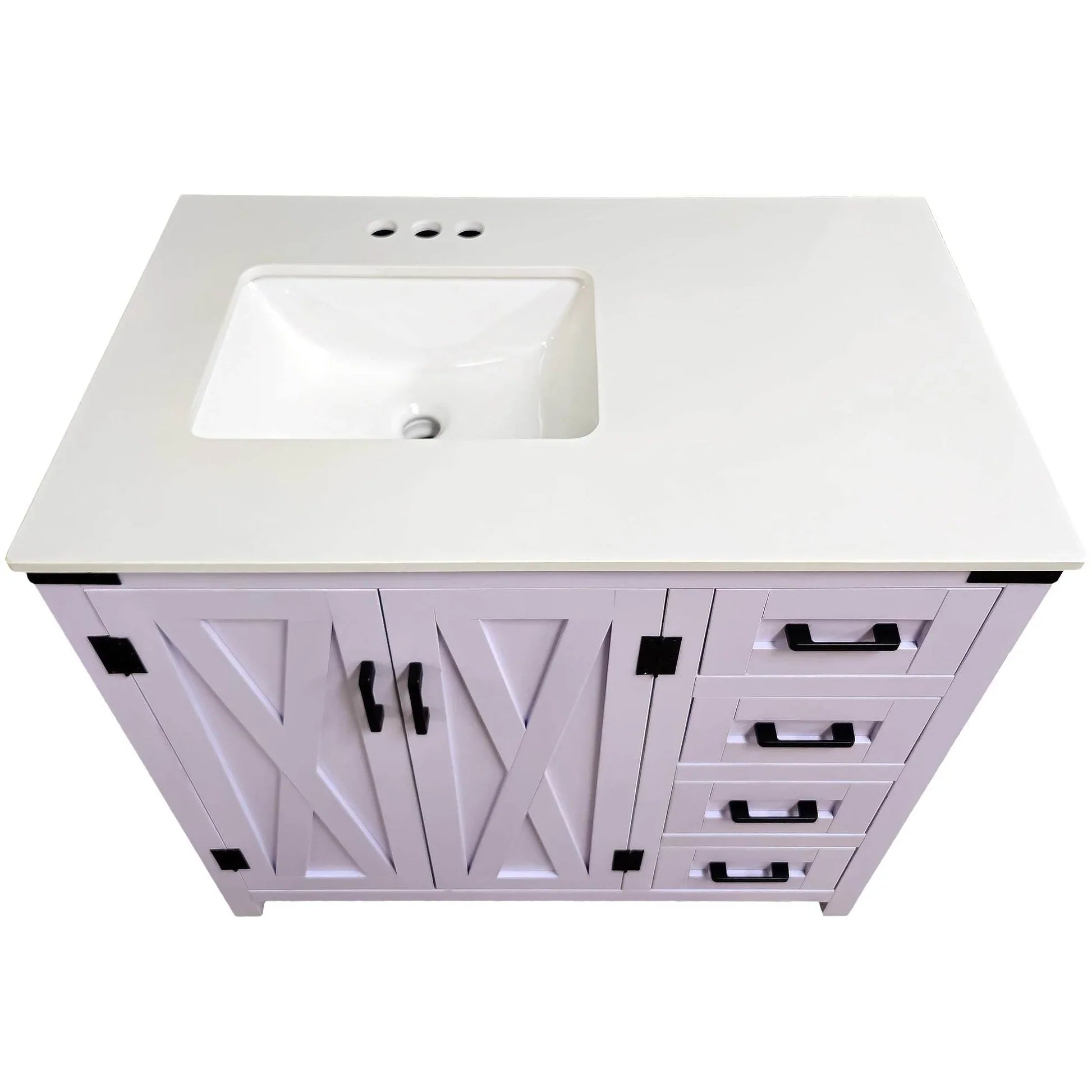White Lilac Vanity with Cultured Marble Vanity Top and Mirror