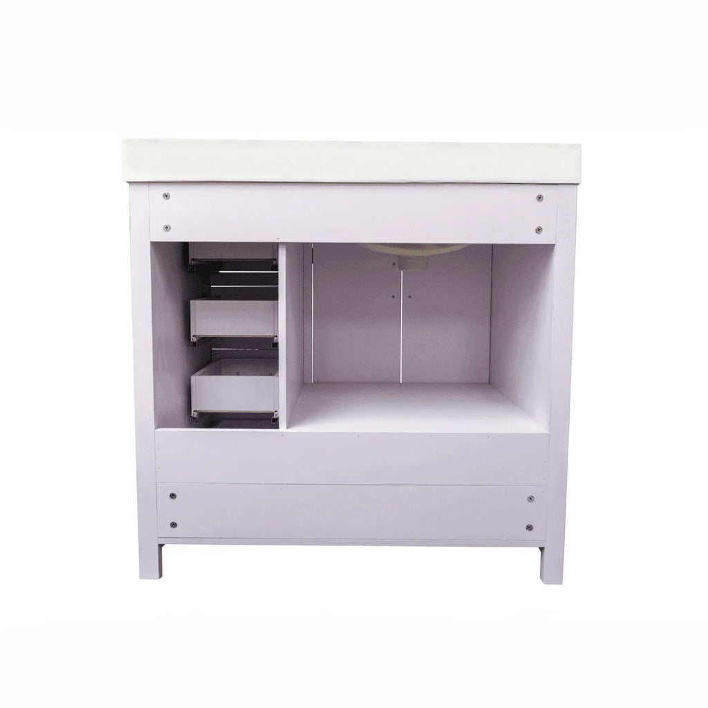 White Lilac Vanity with Cultured Marble Vanity Top and Mirror