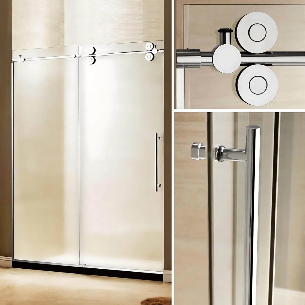 Apollo Frameless Double Roller Shower Door with Frosted Glass