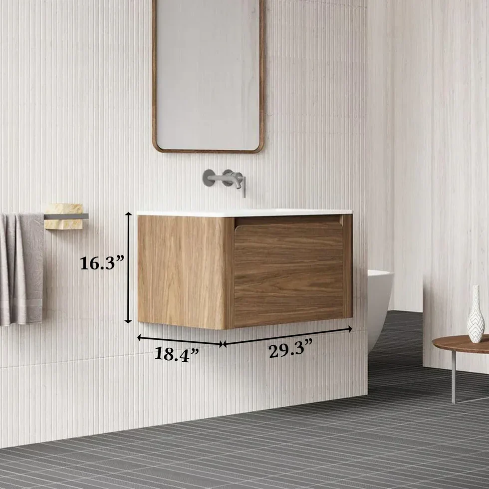 Walnut Wall Mount Bathroom Vanity