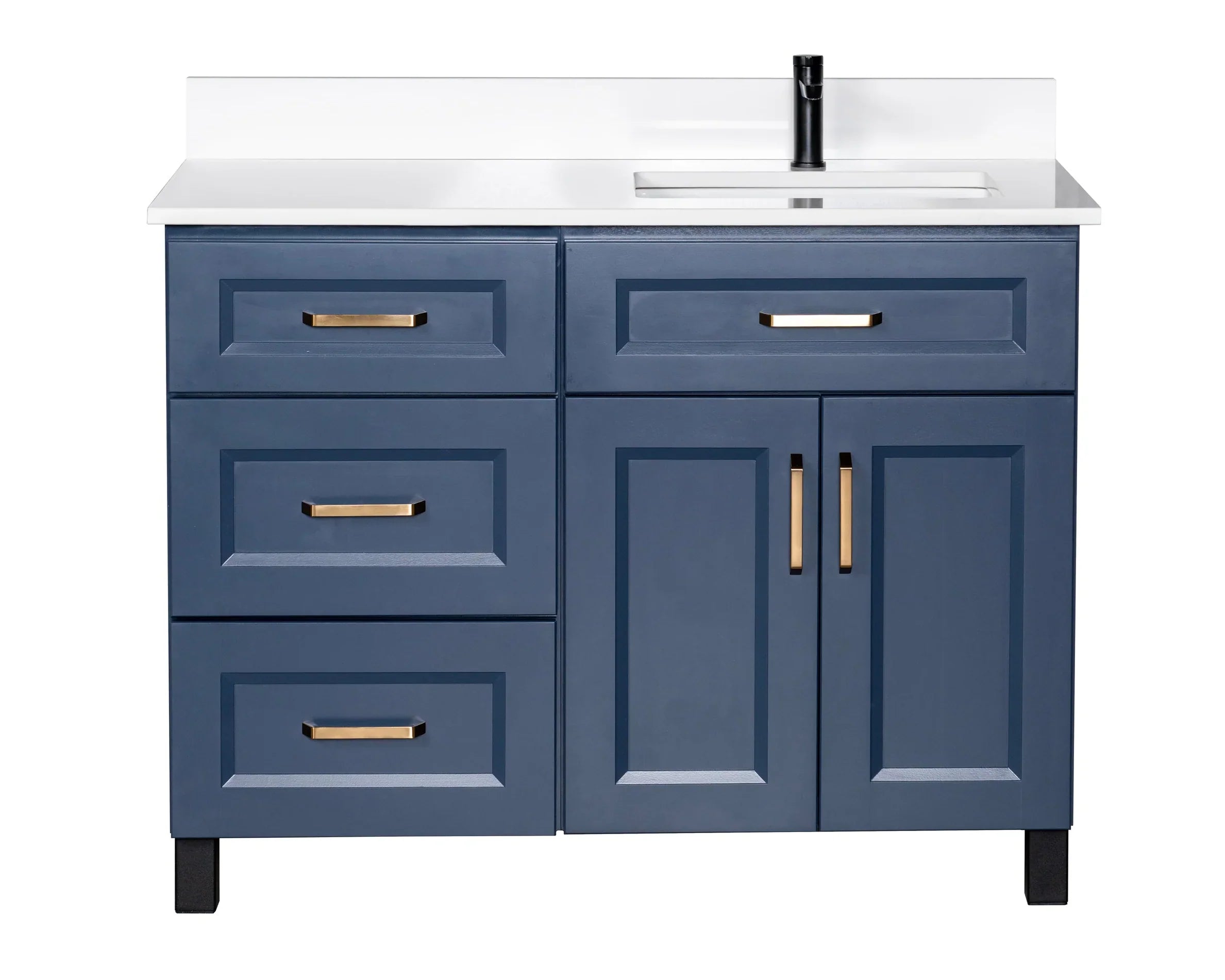 Offset Bathroom Vanity in Blue with Legs