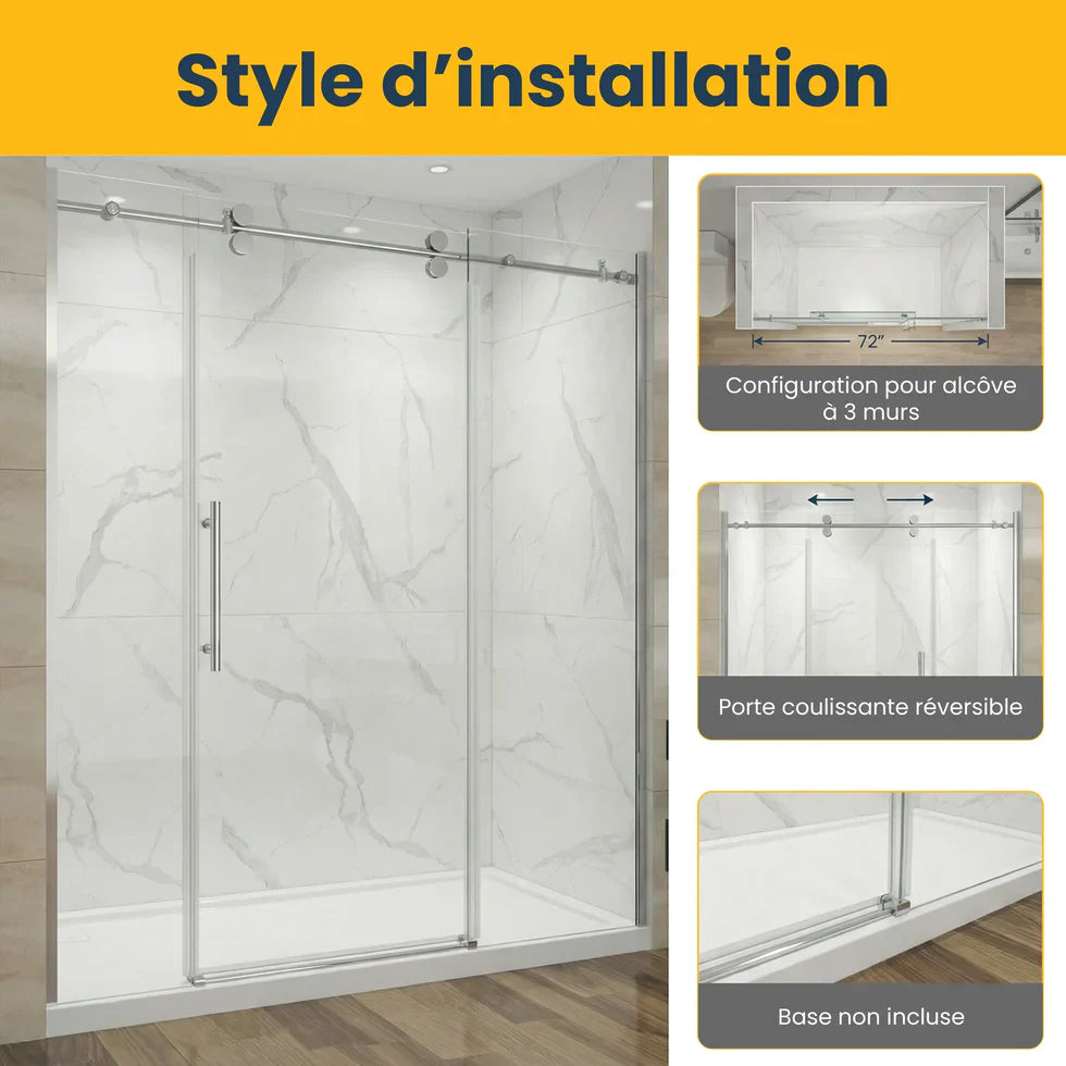 Alcove Reversible Sliding Shower Door