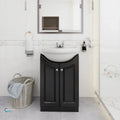 Semi-Contemporary Euro Vanity in Satin Black with Ceramic Vanity Top in White