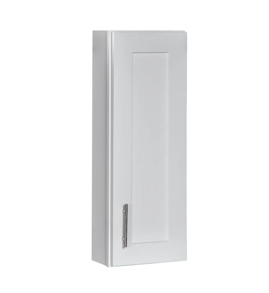 White Vanity Medicine Cabinet with Wood Door
