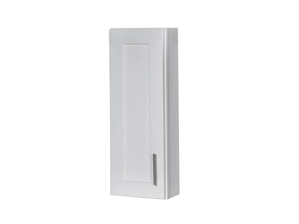 White Vanity Medicine Cabinet with Wood Door