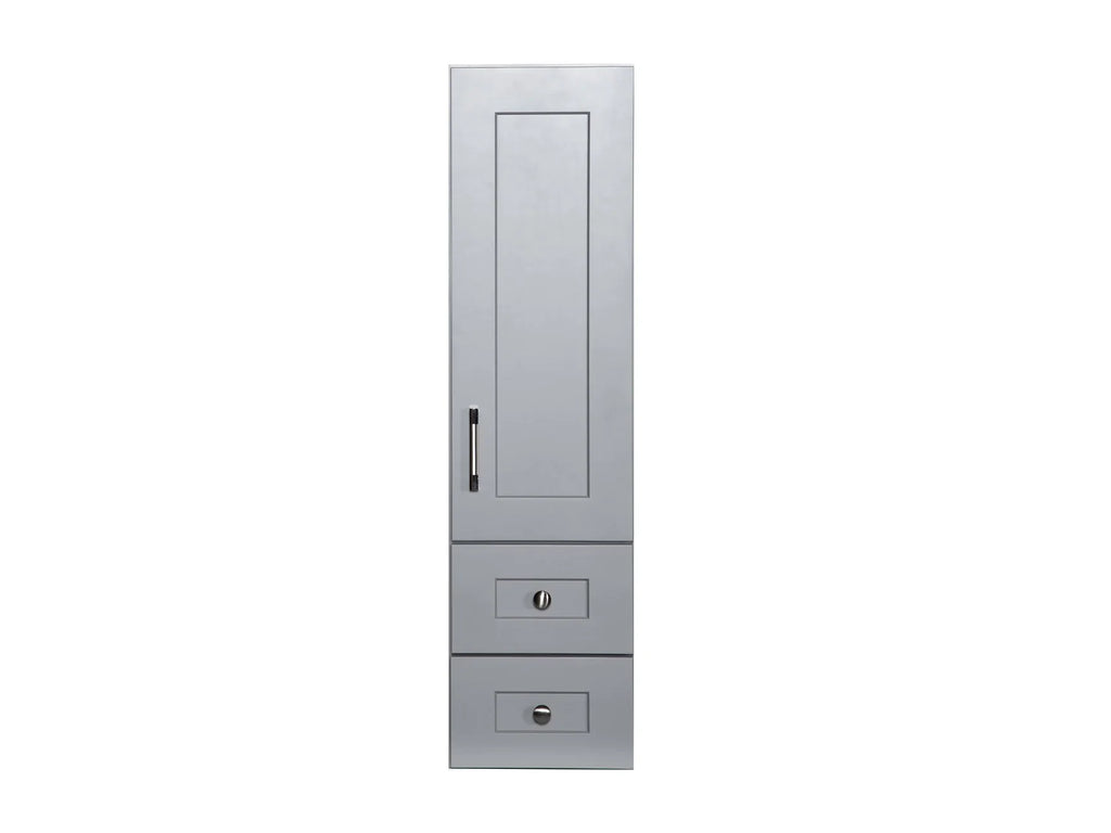 Grey Linen Cabinet with Wood Door