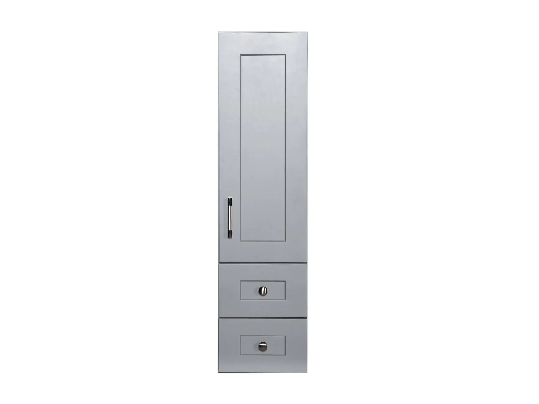 Grey Linen Cabinet with Wood Door