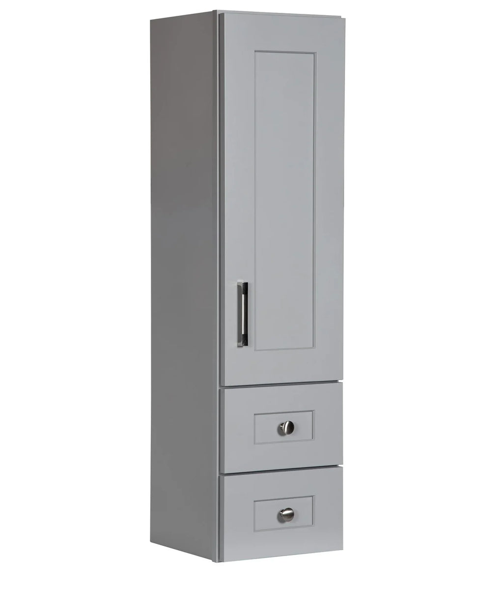 Grey Linen Cabinet with Wood Door