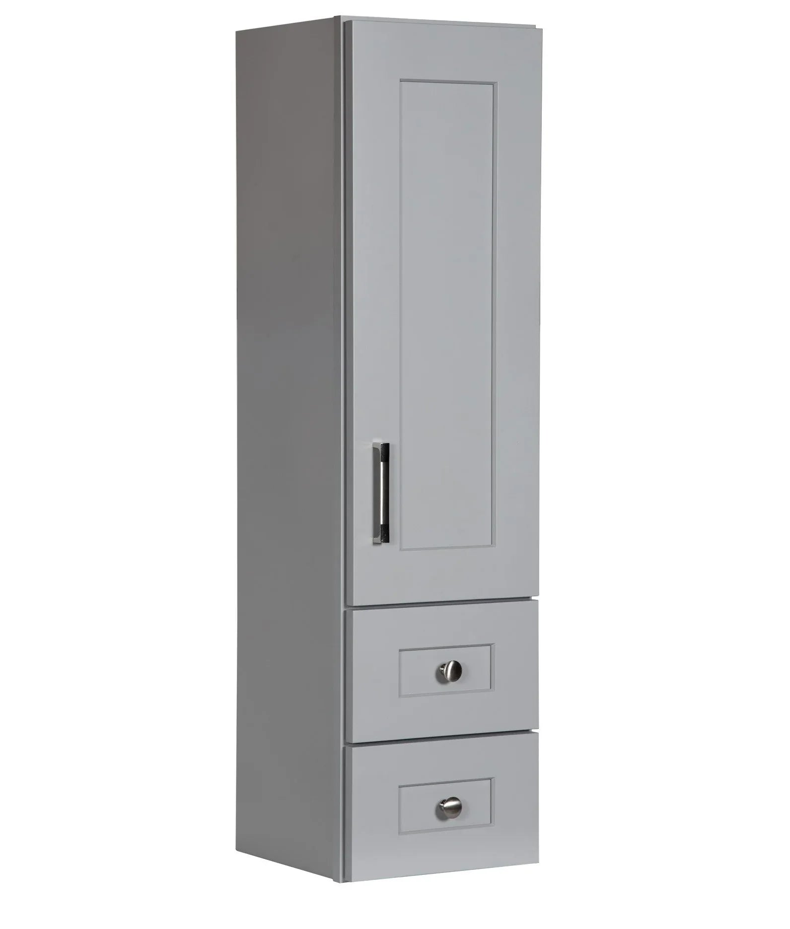 Grey Linen Cabinet with Wood Door
