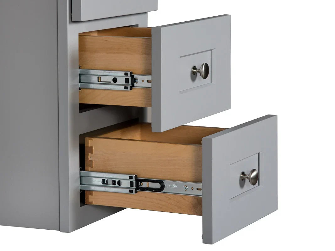 Grey Linen Cabinet with Wood Door
