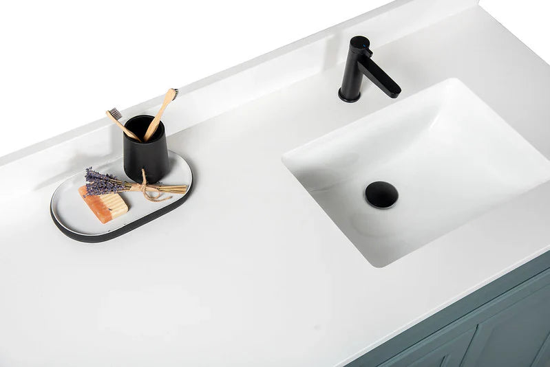 Offset Sink Bathroom Vanity in Sage