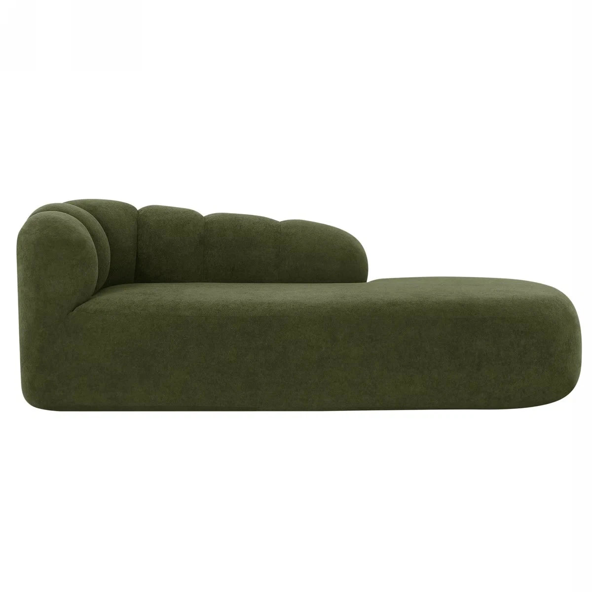Olive Green Boucle Chaise Lounge