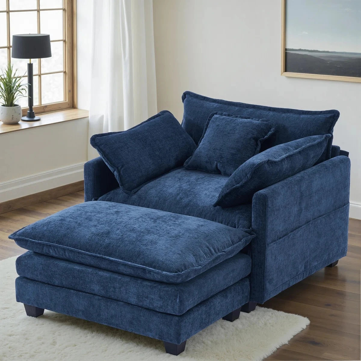 Plush Blue Cloud Chaise Lounge Set