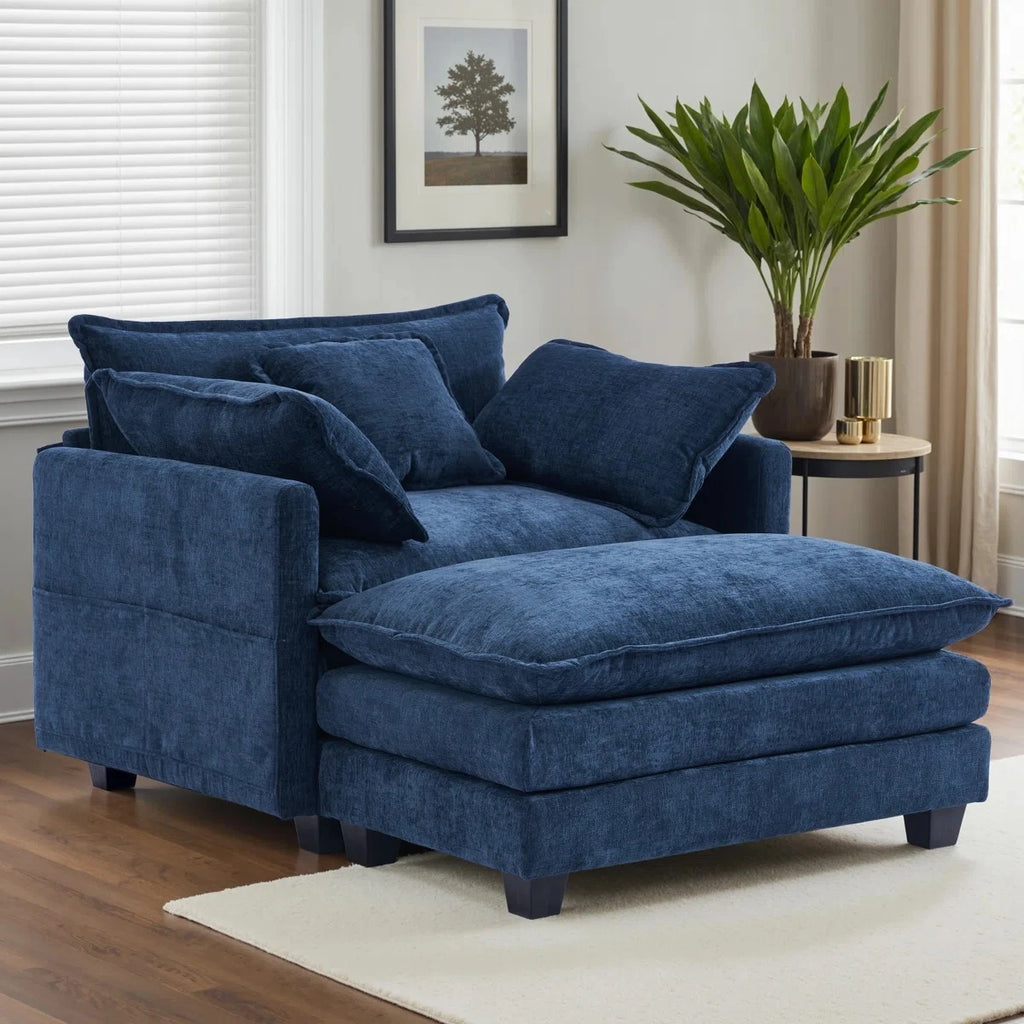 Plush Blue Cloud Chaise Lounge Set