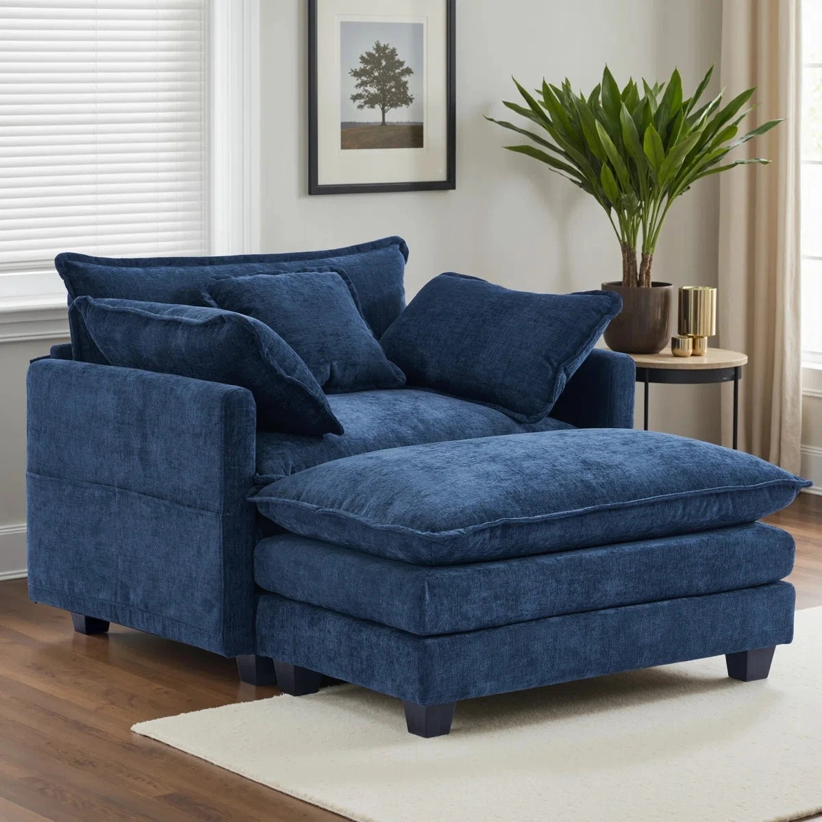 Plush Blue Cloud Chaise Lounge Set