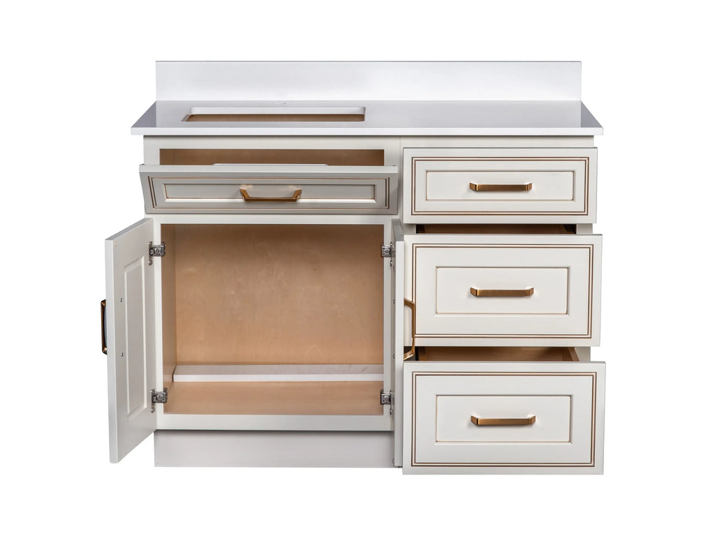 Offset Sink Bathroom Vanity in Pearl