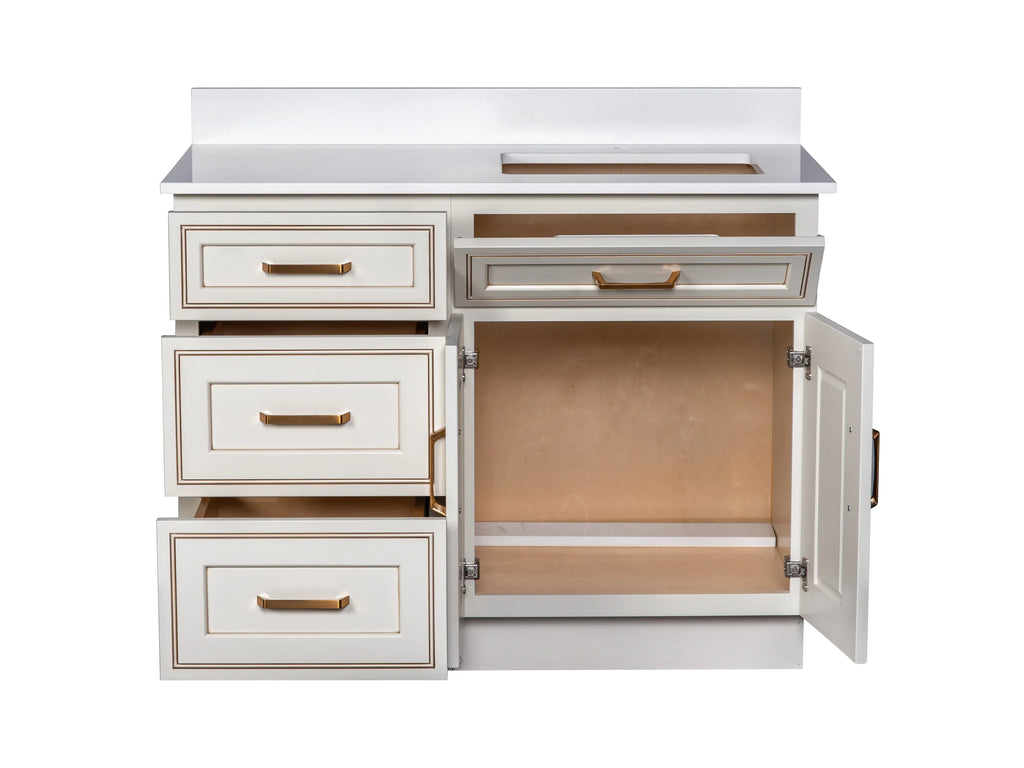 Offset Sink Bathroom Vanity in Pearl