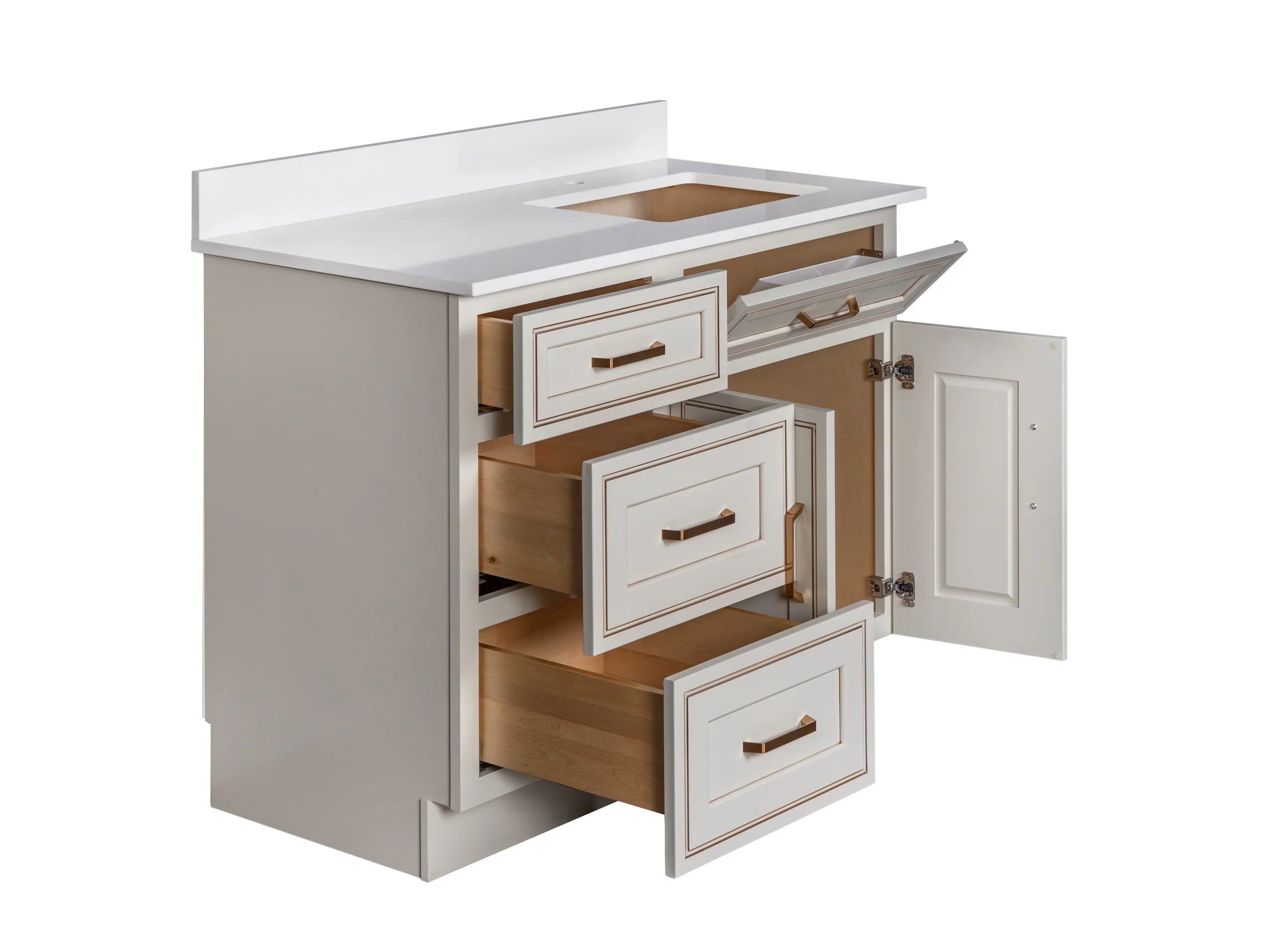 Offset Sink Bathroom Vanity in Pearl
