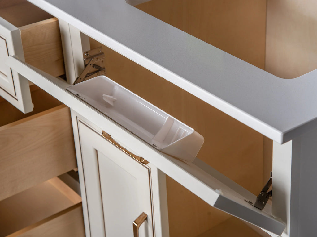 Offset Sink Bathroom Vanity in Pearl