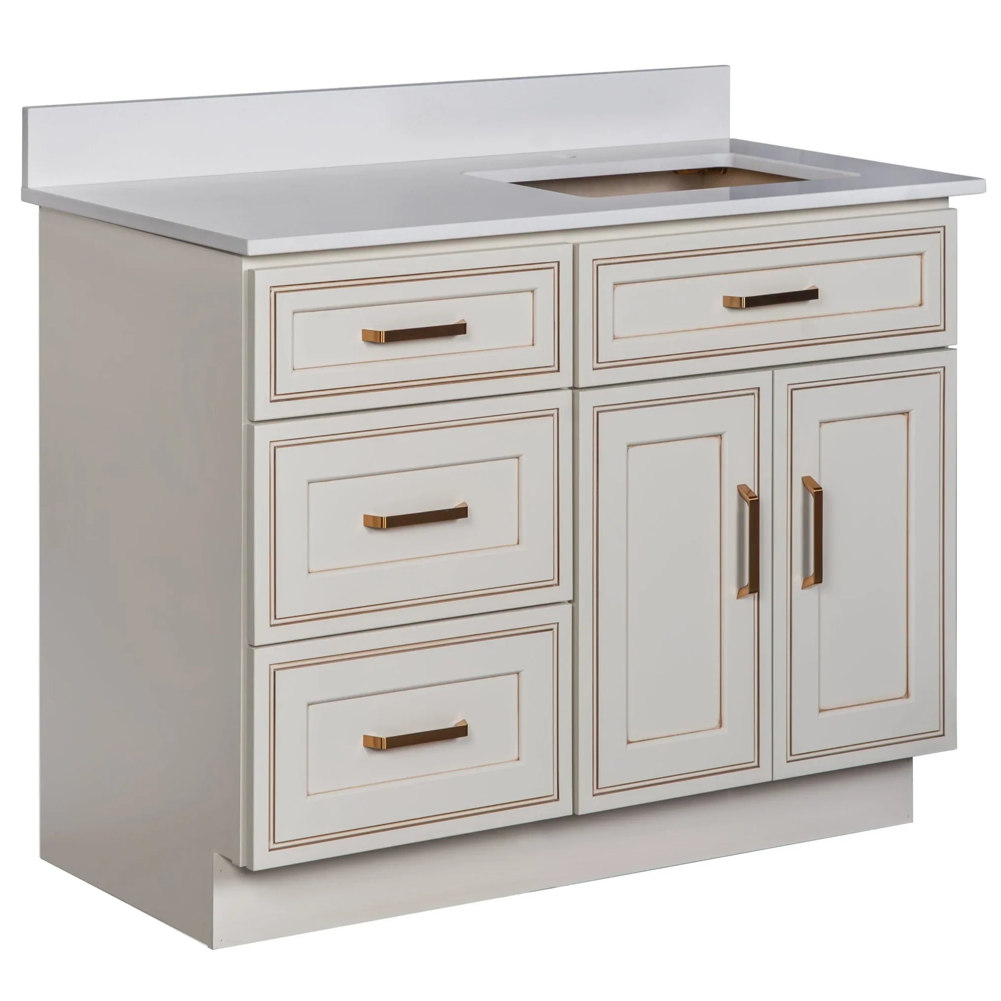 Offset Sink Bathroom Vanity in Pearl