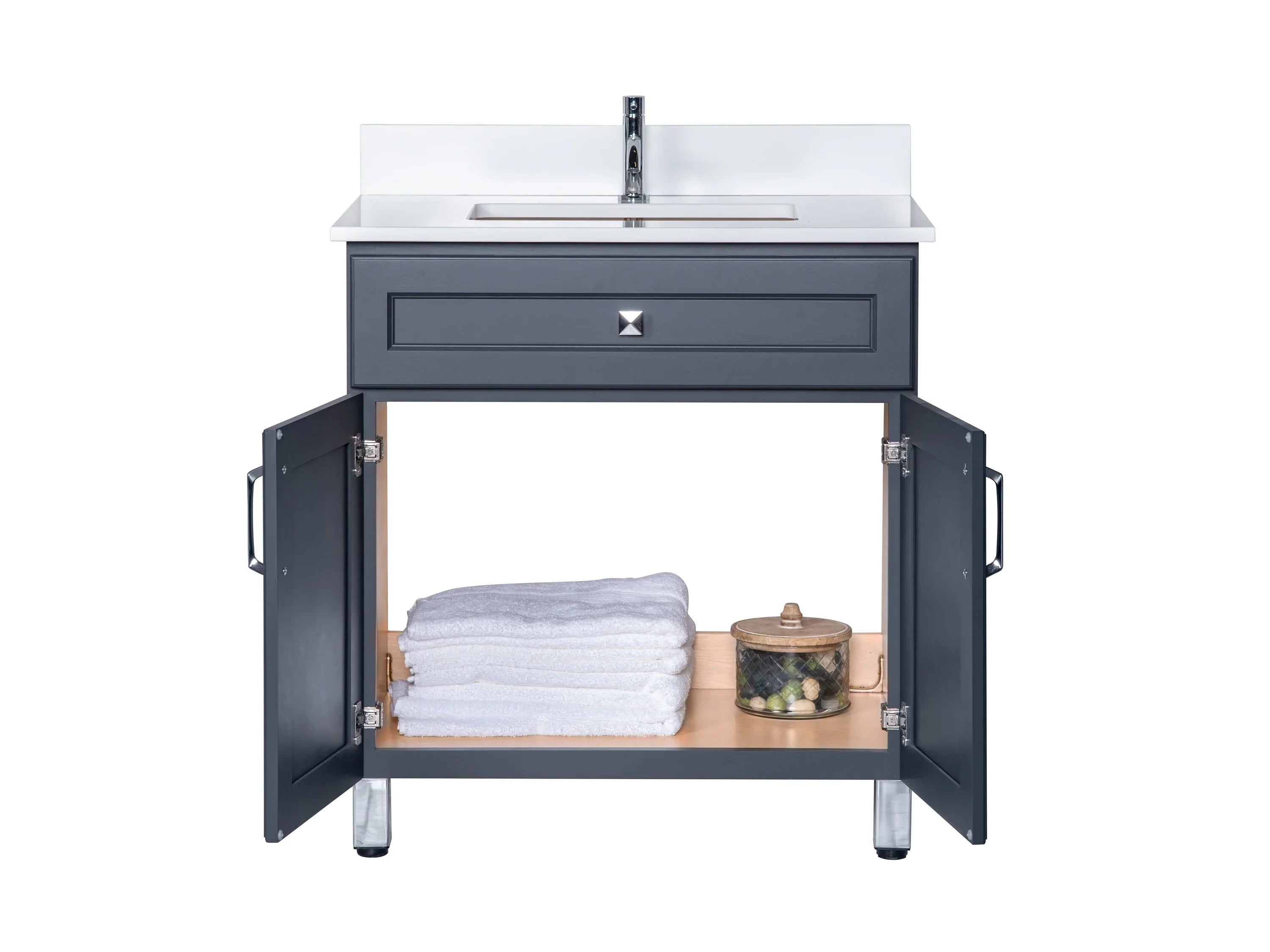 Bathroom Vanity in Charcoal Grey with Legs
