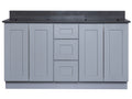 Double Sink Bathroom Vanity in Grey with Four Full Length Doors