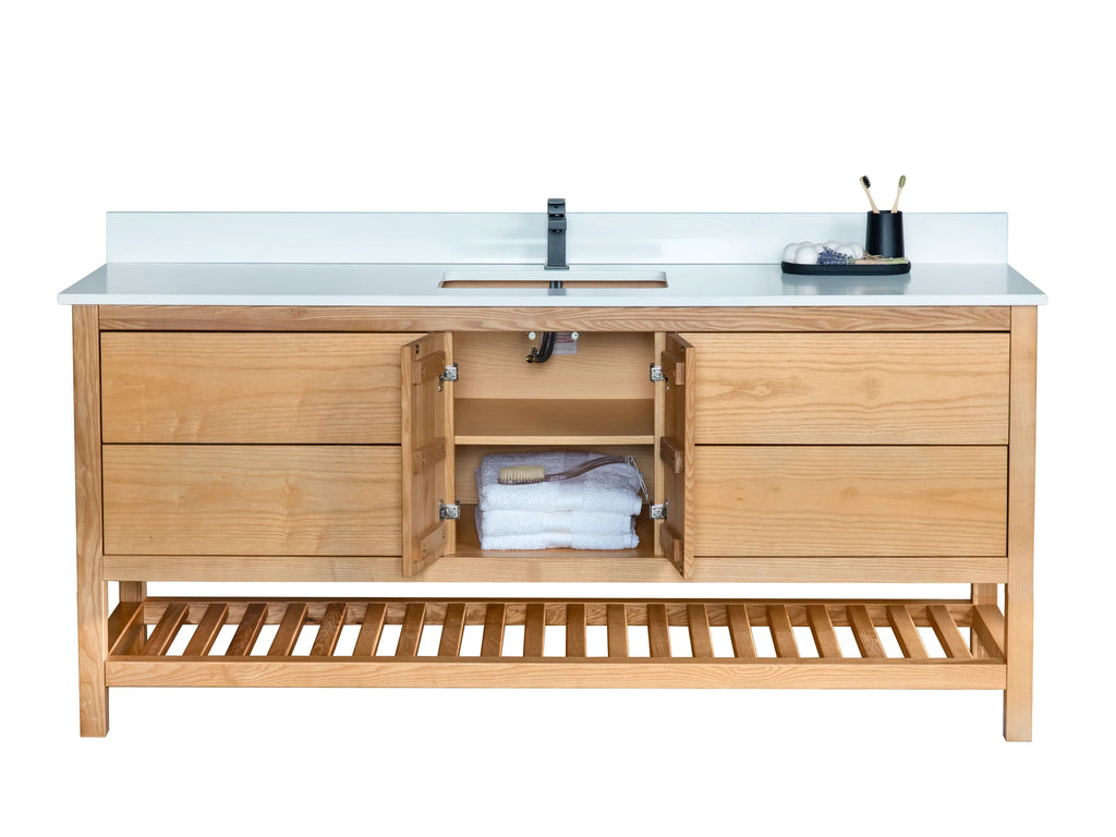 Taiya Slab Bathroom Vanity in Light Natural