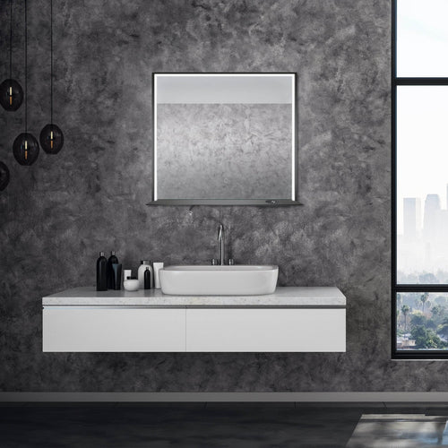 Allegra 36"W x 32"H Framed LED Mirror with Bluetooth Speaker and Wireless Cell Phone Charger