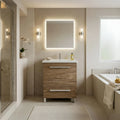 Vanity in Natural Woodgrain Finish with Ceramic Vanity Top
