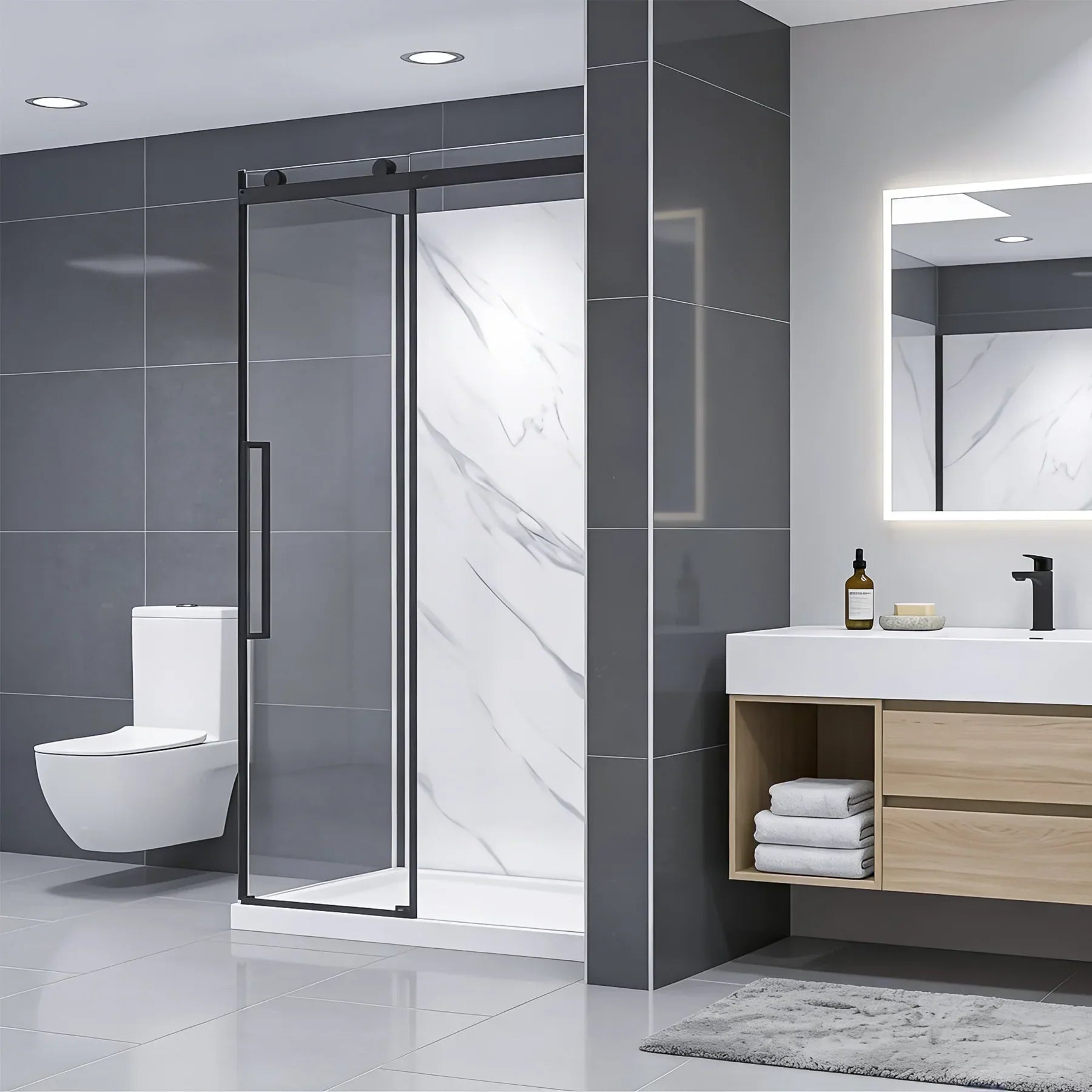 Bristol Rectangular Shower Kit in Black / Chrome / Brushed Nickel