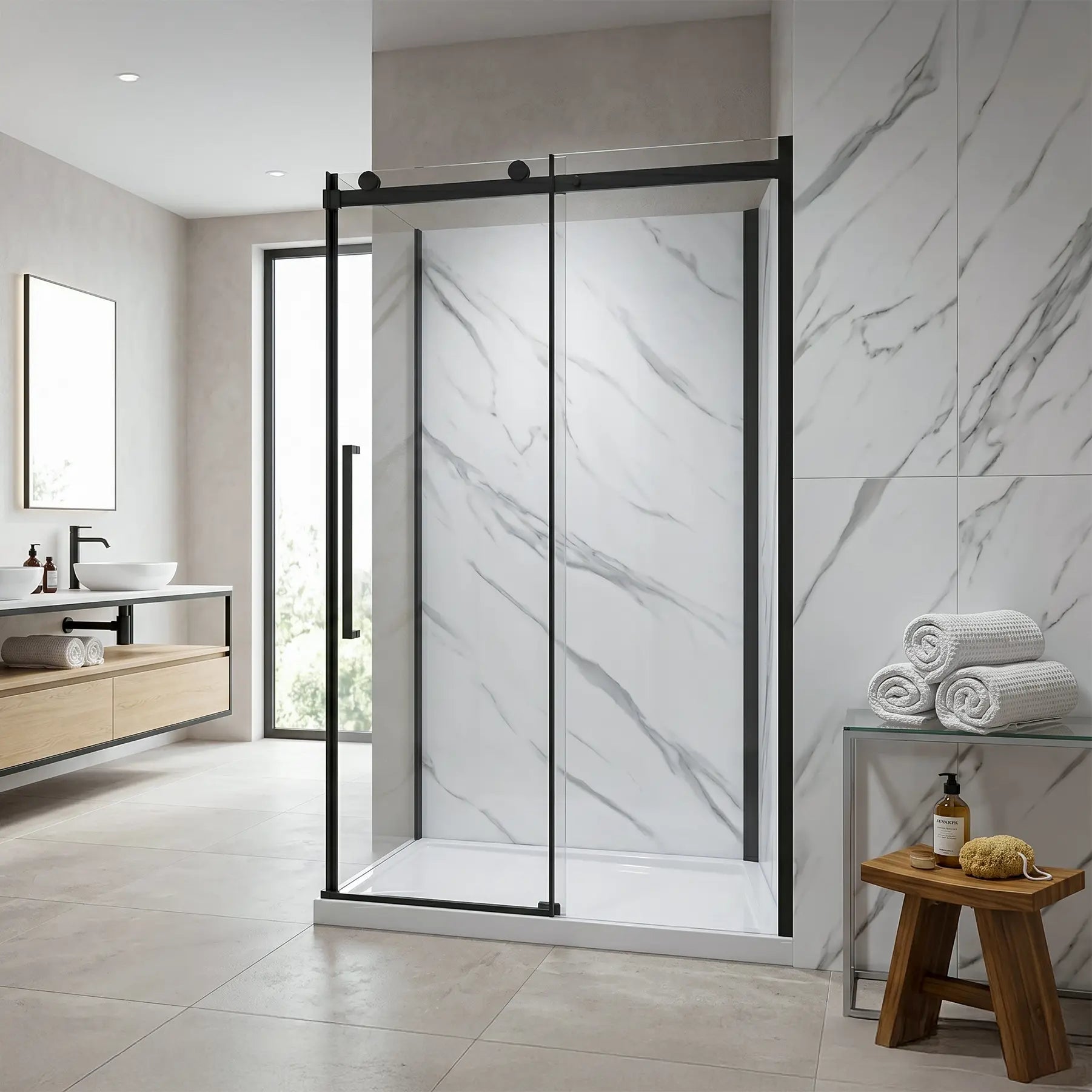 Bristol Rectangular Shower Kit in Black / Chrome / Brushed Nickel