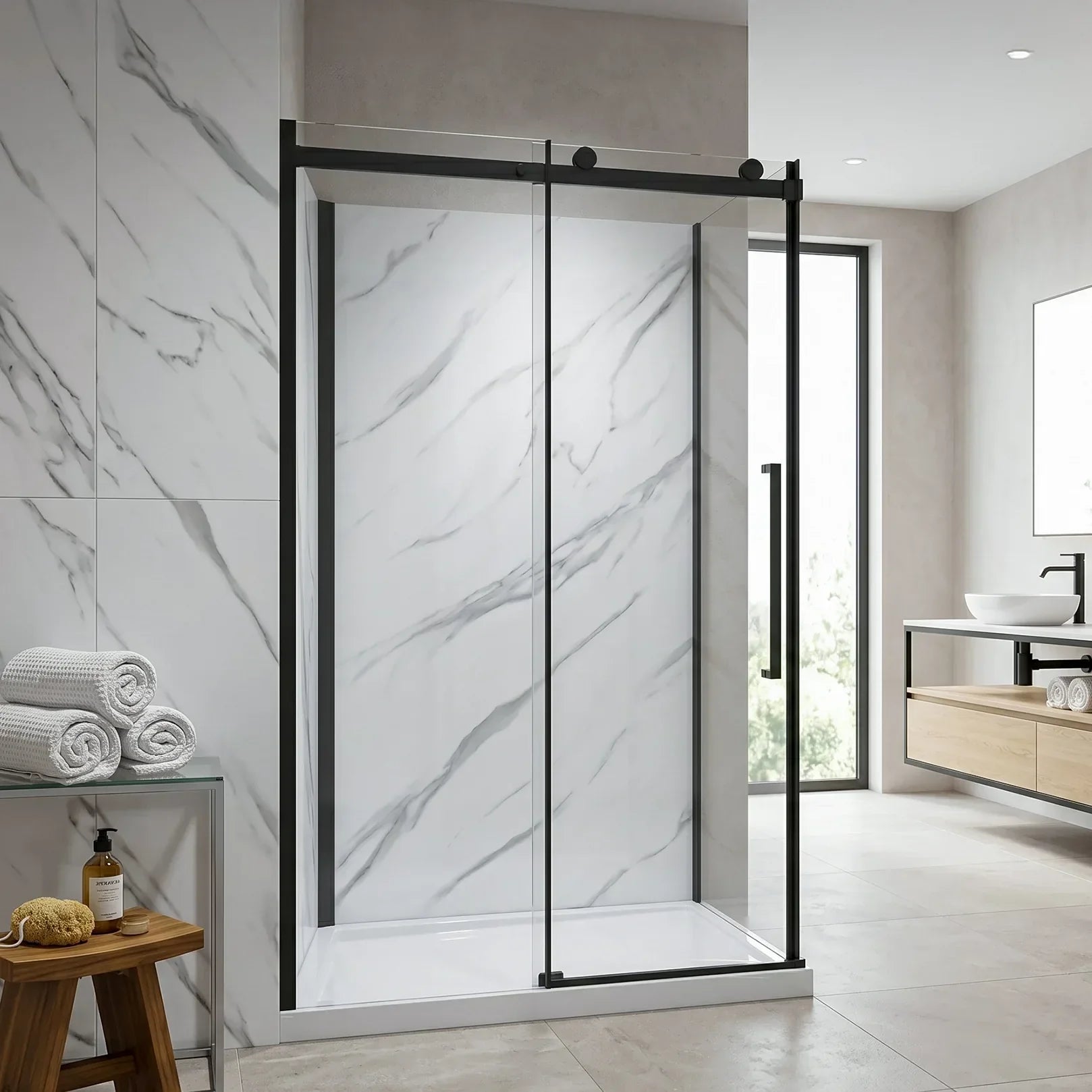 Capri Neo Angle Black Shower Kit