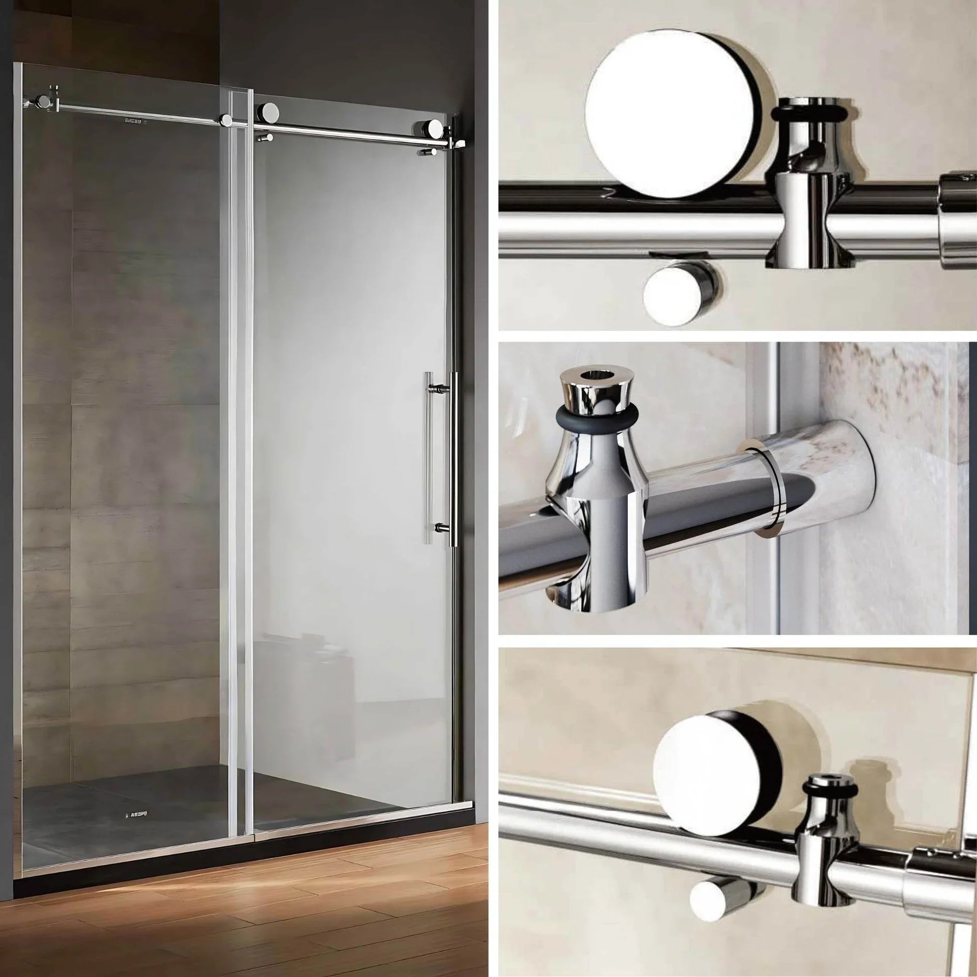 Shower Door In Bright Chrome With Clear Glass