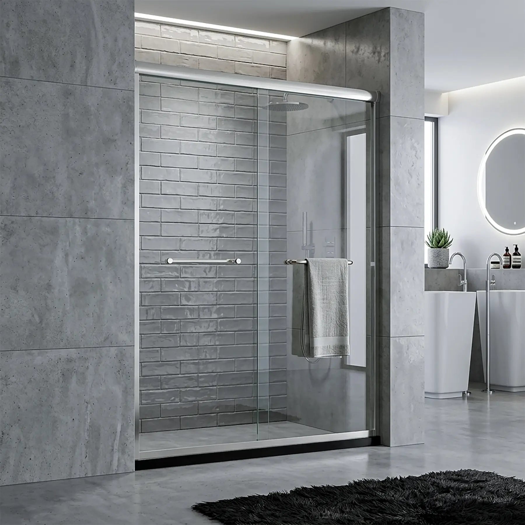 Dreamwerks Bright Chrome Sliding Shower Door