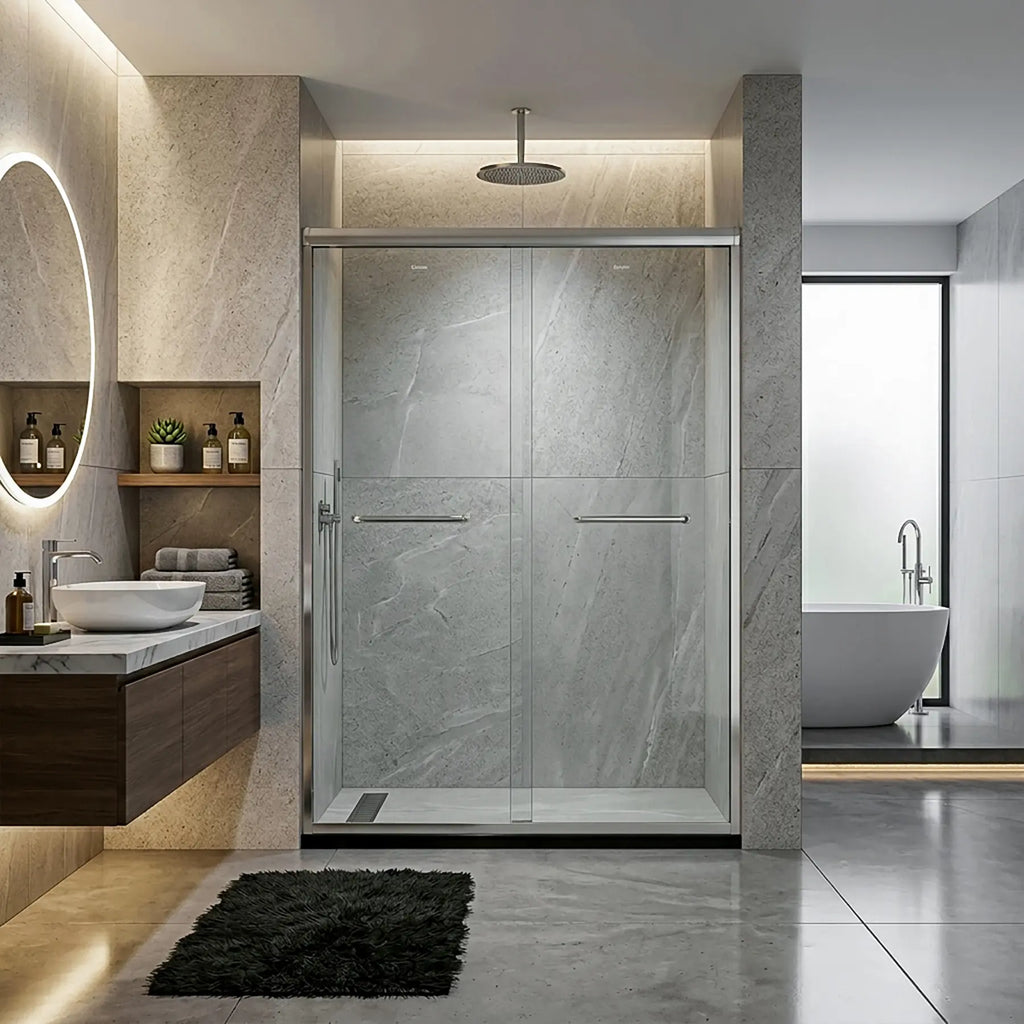 Dreamwerks Bright Chrome Sliding Shower Door