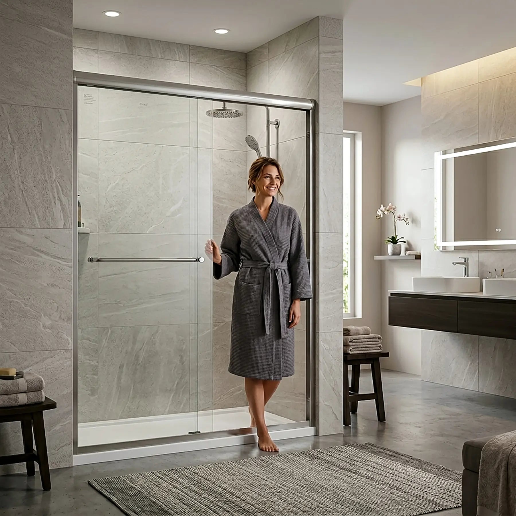 Dreamwerks Bright Chrome Sliding Shower Door