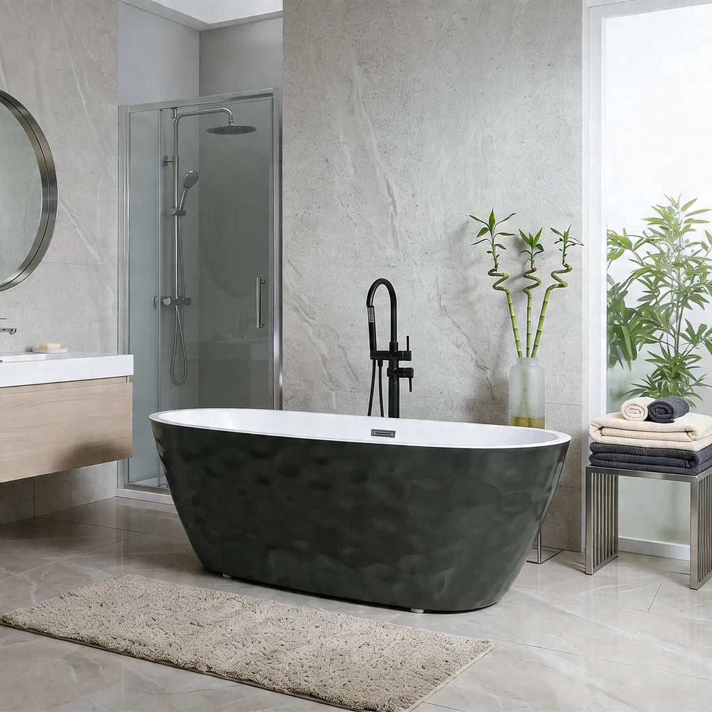 Black Wavy Freestanding Acrylic Bathtub