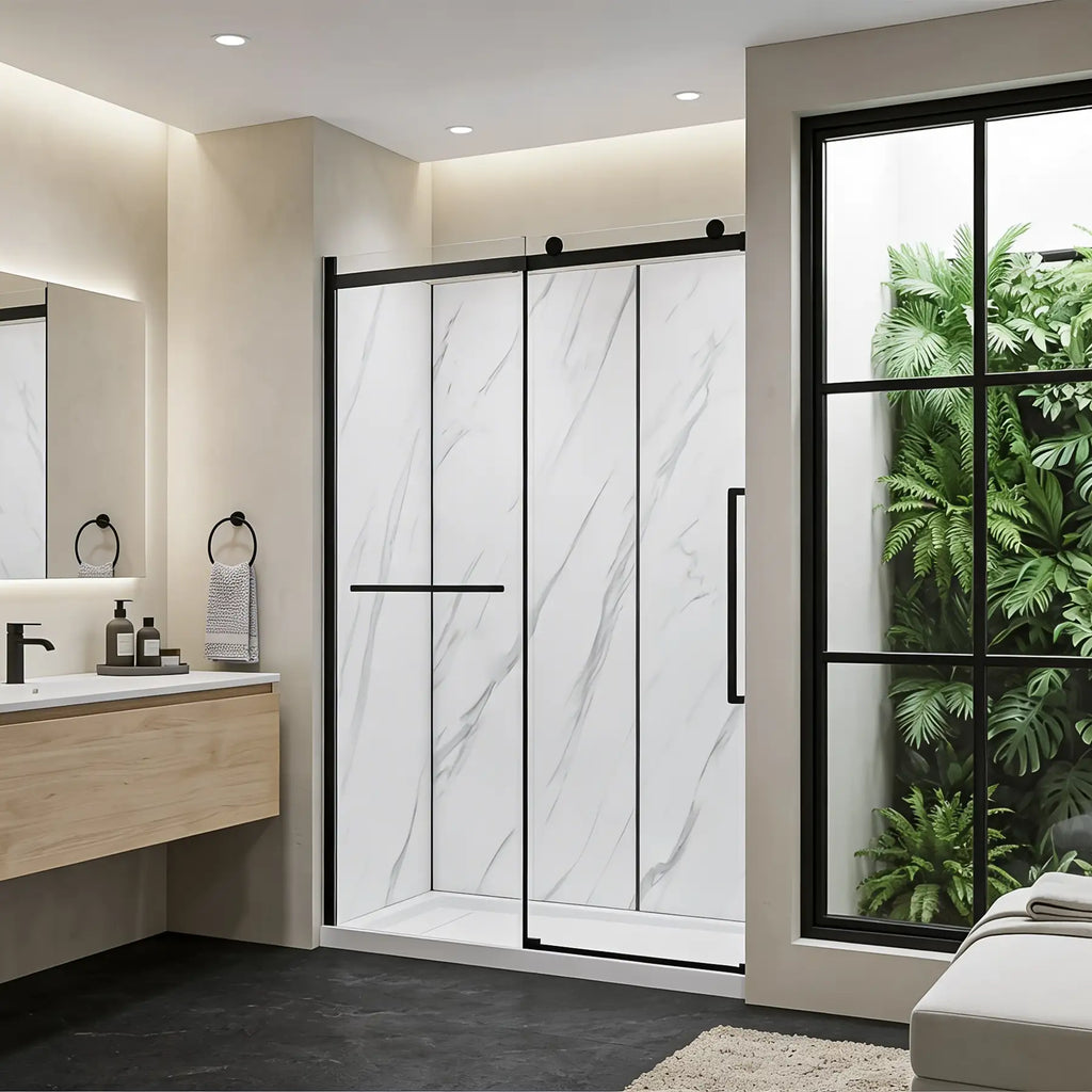 Alexandria Alcove Rectangular Black Shower Kit