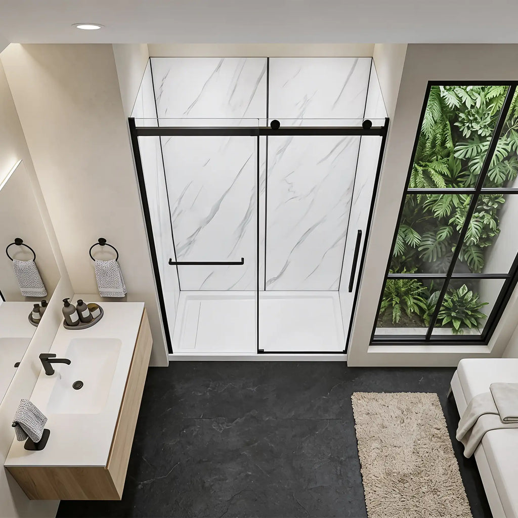 Alexandria Alcove Rectangular Black Shower Kit