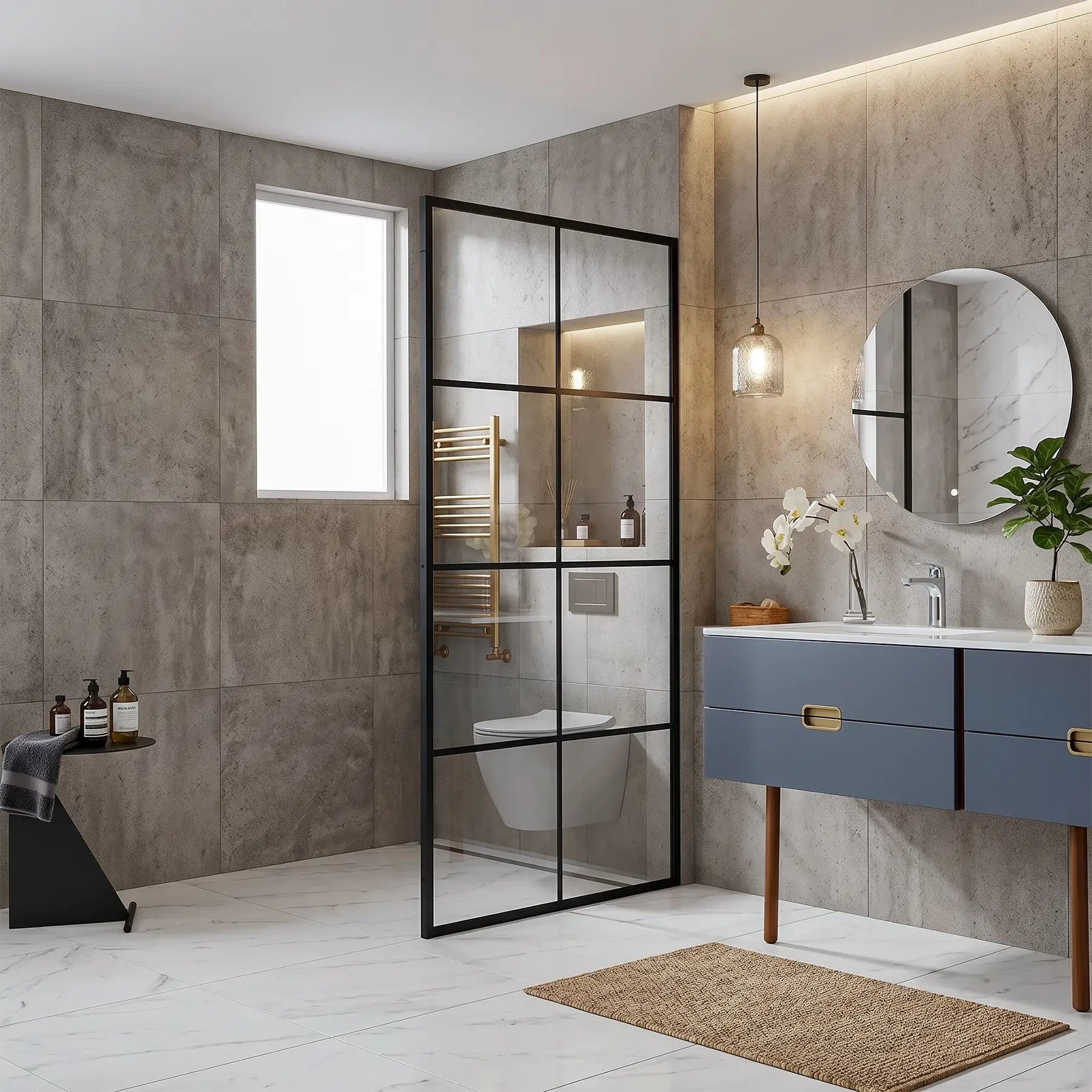 Dreamwerks Shower Screen in Black with Clear Glass
