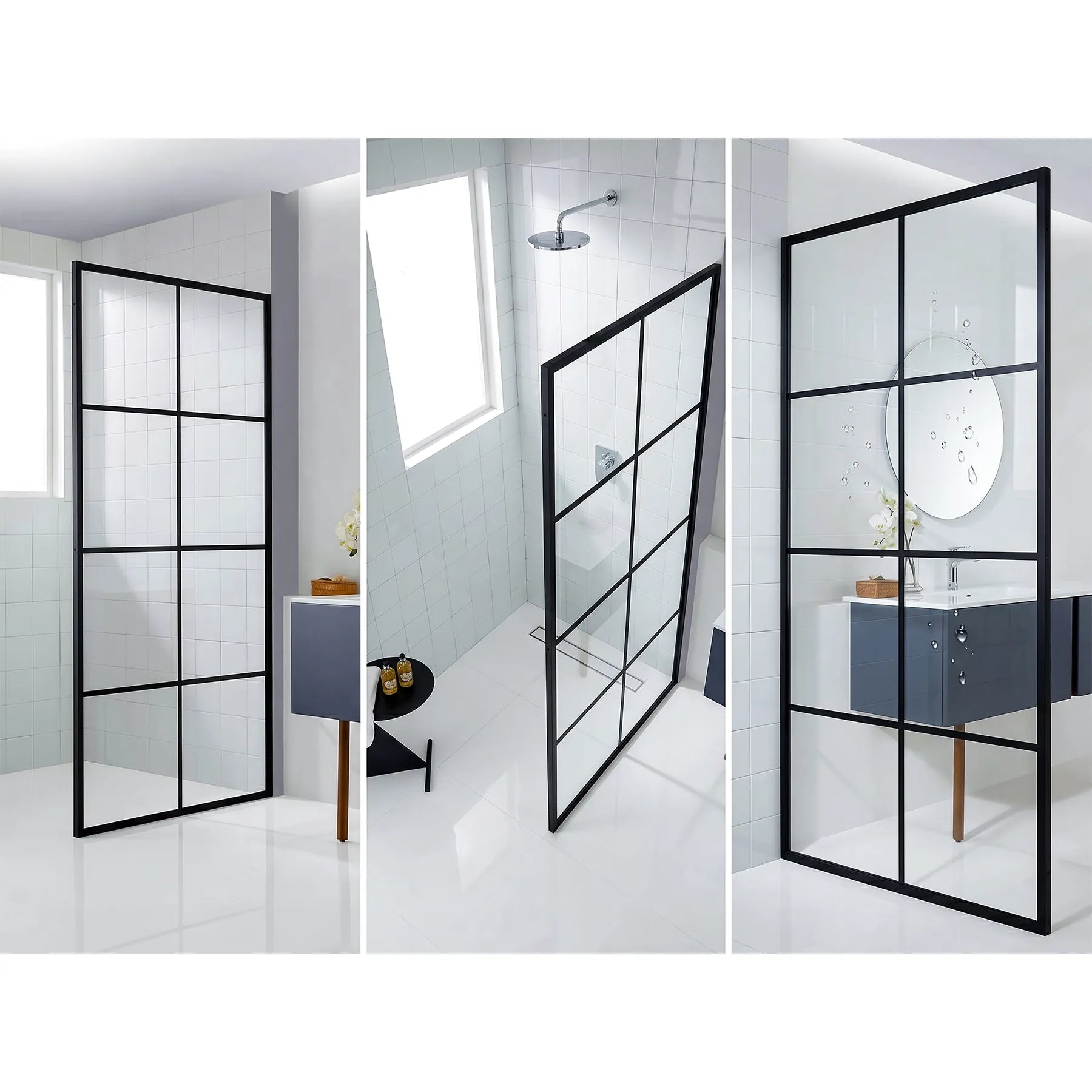 Dreamwerks Shower Screen in Black with Clear Glass