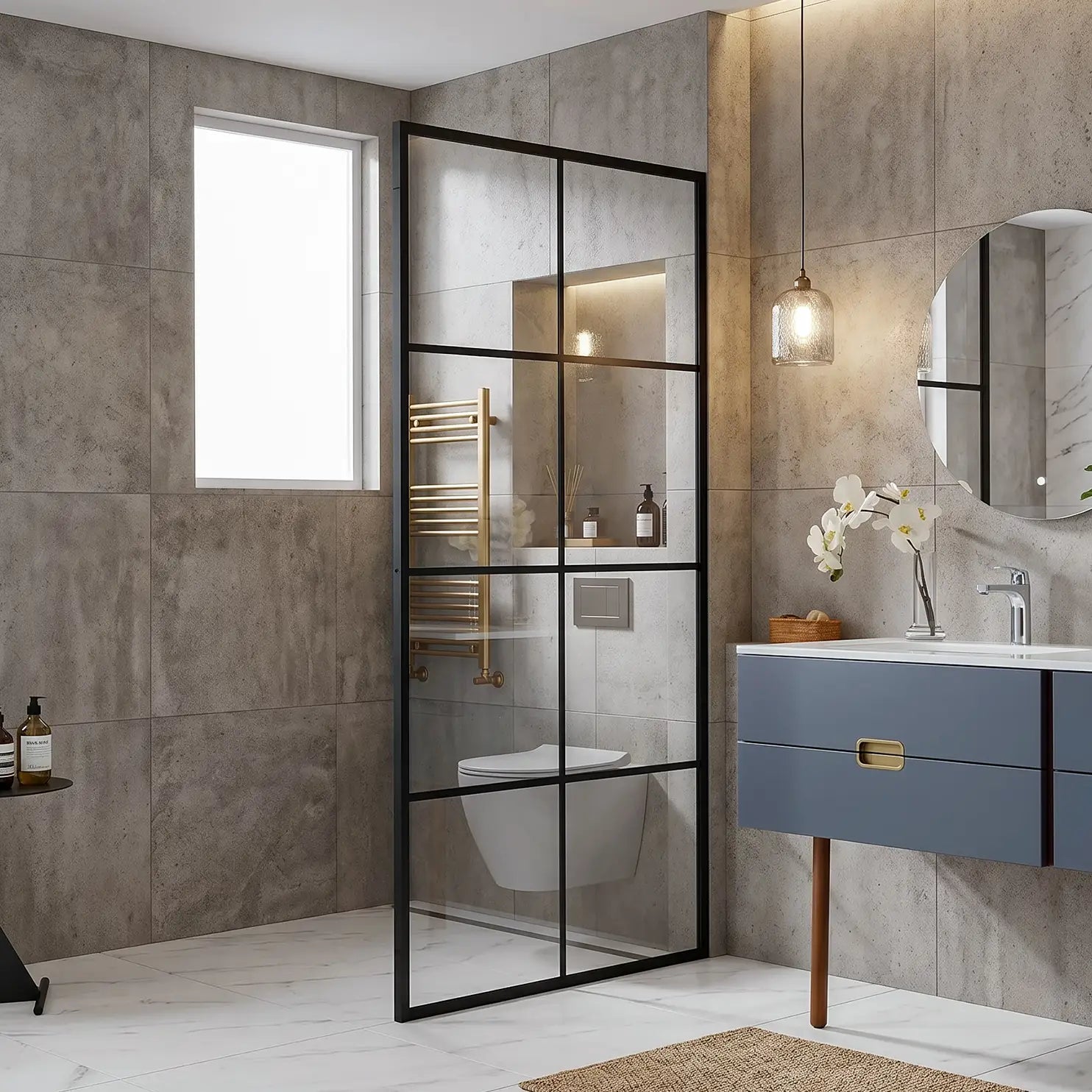 Dreamwerks Shower Screen in Black with Clear Glass